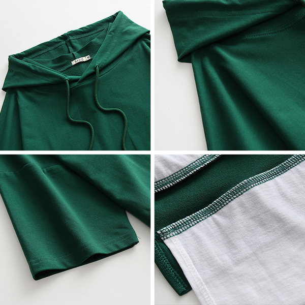 Γυναικεία Casual κοντομάνικη μπλούζα με κουκούλα