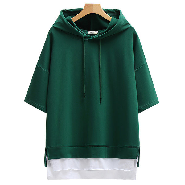 Γυναικεία Casual κοντομάνικη μπλούζα με κουκούλα