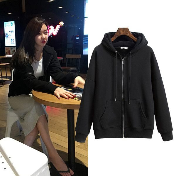 Tiszta modell női pulóver vastag béléssel és kapucnival