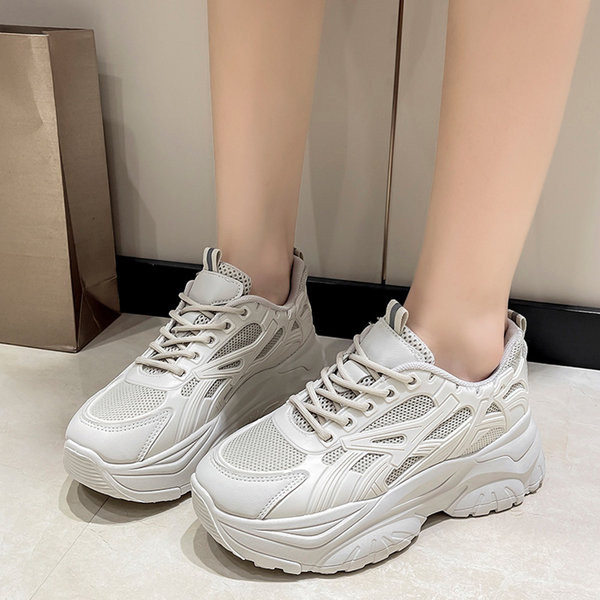 Μόδα γυναικεία αθλητικά παπούτσια από οικολογικό δέρμα που αναπνέουν με κορδόνια