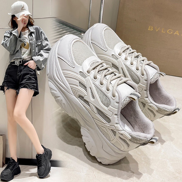 Μόδα γυναικεία αθλητικά παπούτσια από οικολογικό δέρμα που αναπνέουν με κορδόνια