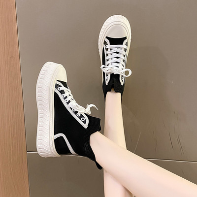 Ženske dvobojne ležerne tenisice od tkanine na vezanje