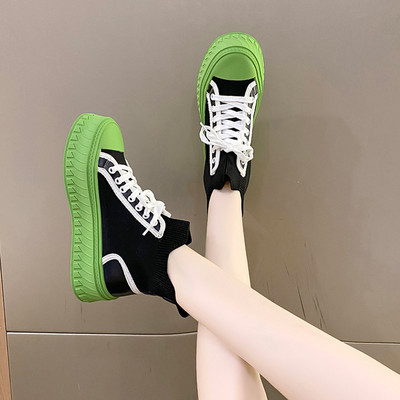 Ženske dvobojne ležerne tenisice od tkanine na vezanje