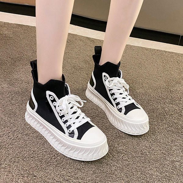 Ženske dvobojne ležerne tenisice od tkanine na vezanje