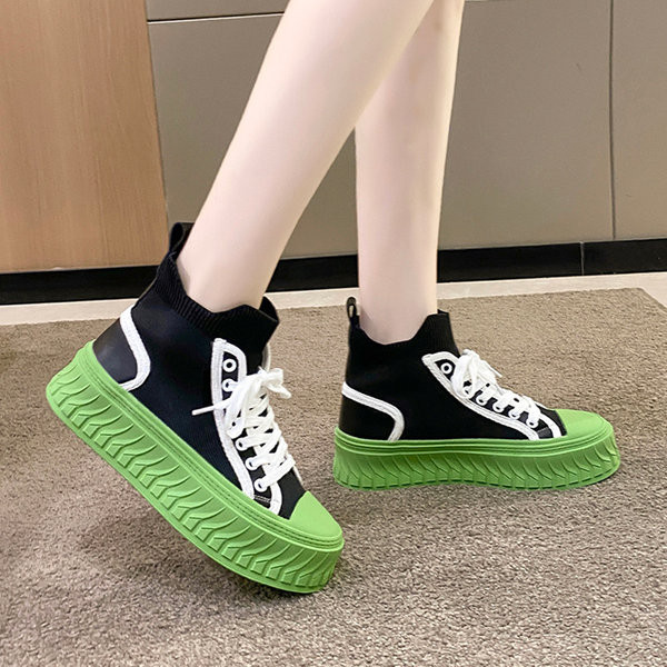 Ženske dvobojne ležerne tenisice od tkanine na vezanje