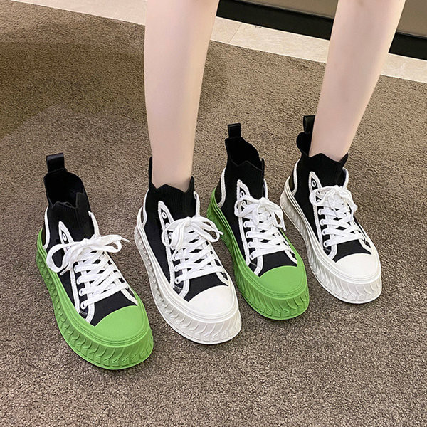 Ženske dvobojne ležerne tenisice od tkanine na vezanje