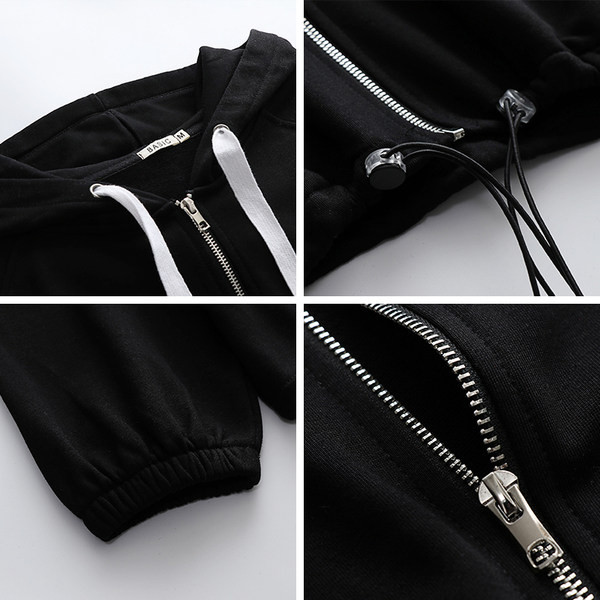 Trijų spalvų sportinis megztinis su gobtuvu su raišteliais