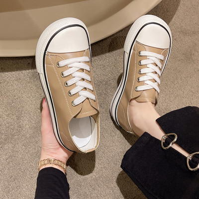 Ležerne ženske tenisice s ravnim đonom - bijele, crne i smeđe boje