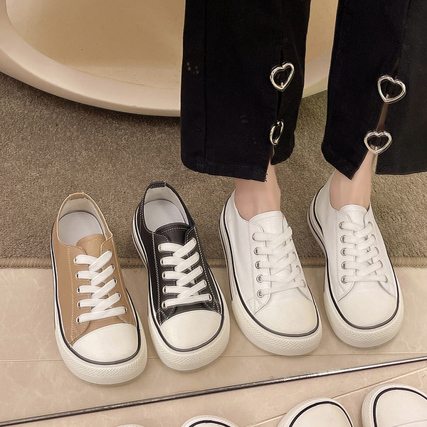 Ležerne ženske tenisice s ravnim đonom - bijele, crne i smeđe boje