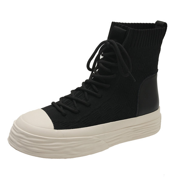 Moteriški aukšti tekstiliniai sportbačiai su 5 cm aukščio padu ir raišteliais