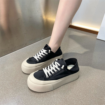 Νέο μοντέλο γυναικεία σατέν sneakers με ψηλή σόλα 6cm και κορδόνια