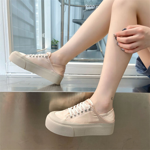 Νέο μοντέλο γυναικεία σατέν sneakers με ψηλή σόλα 6cm και κορδόνια