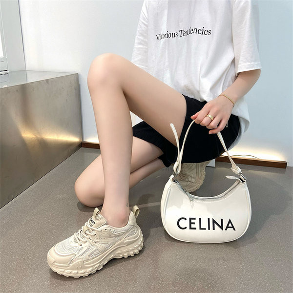 Μοντέρνα γυναικεία πάνινα παπούτσια με τραχιά σόλα - τρία χρώματα