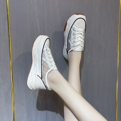 Γυναικεία κομψά sneakers με σόλα ύψους 3 cm και κορδόνια