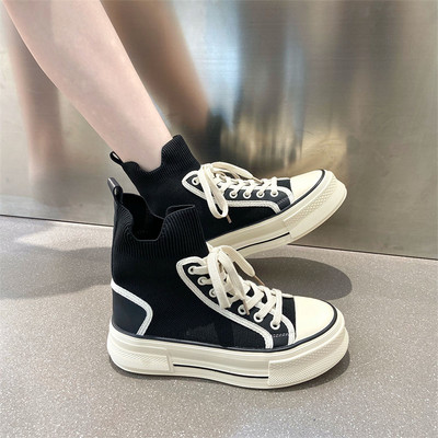 Ženske ležerne visoke tenisice s ravnim potplatom