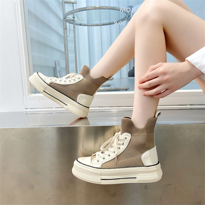 Ženske ležerne visoke tenisice s ravnim potplatom