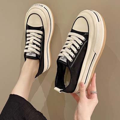 Ženske platnene tenisice u četiri boje sa vezicama i ravnim potplatom