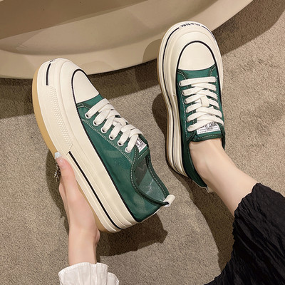 Ženske platnene tenisice u četiri boje sa vezicama i ravnim potplatom