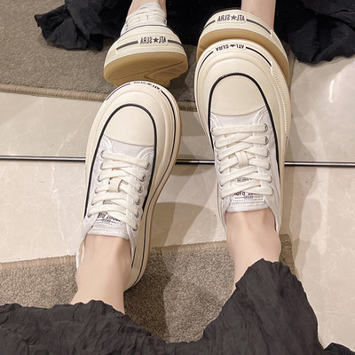 Ženske platnene tenisice u četiri boje sa vezicama i ravnim potplatom