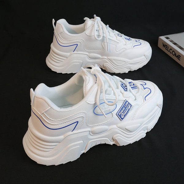 Γυναικεία casual sneakers με πλέγμα σε λευκό χρώμα