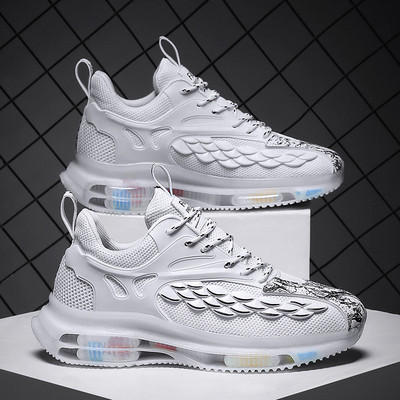 Trijų spalvų vyriški sportbačiai su tinkleliu ir 3D dekoracija