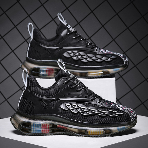 Trijų spalvų vyriški sportbačiai su tinkleliu ir 3D dekoracija