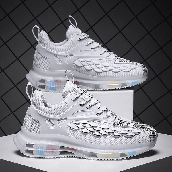 Trijų spalvų vyriški sportbačiai su tinkleliu ir 3D dekoracija