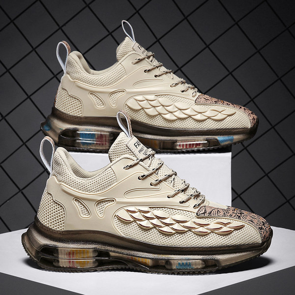 Trijų spalvų vyriški sportbačiai su tinkleliu ir 3D dekoracija