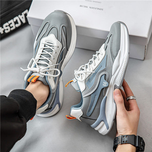 Férfi eko bőr tornacipő fűzővel és különböző színes motívumokkal