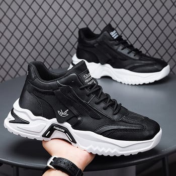 Ανδρικά sneakers σε τρία χρώματα με γράμματα και κορδόνια