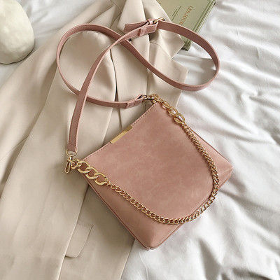 Madingas moteriškas mažas eko odos krepšys su metaline grandinėle