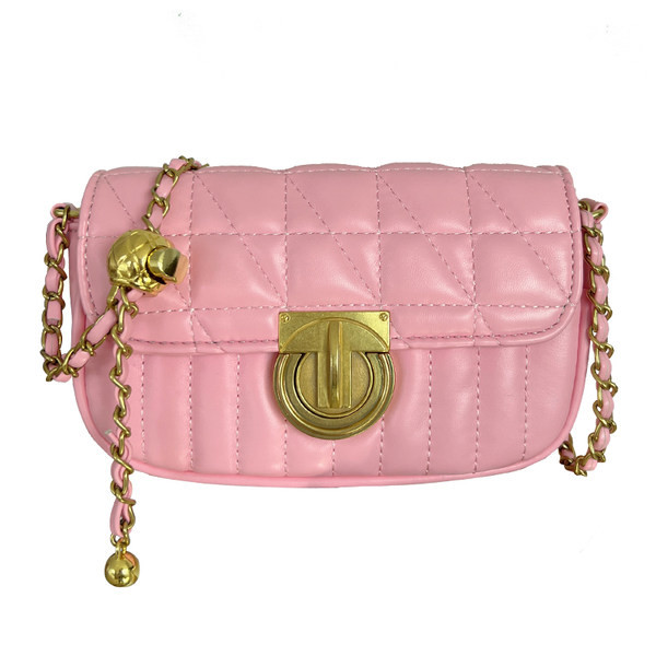 Κομψή μικρή δαμασκηνή τσάντα με διακοσμητική αγκράφα