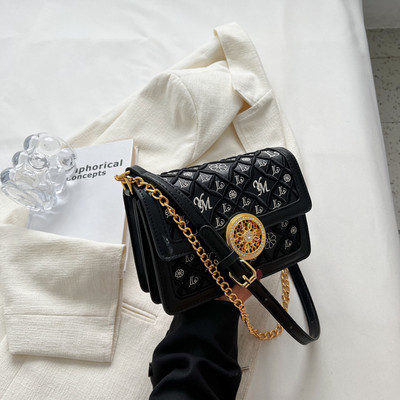 Moteriškas kvadratinis krepšys su siuvinėjimais ir dekoratyviniais akmenimis