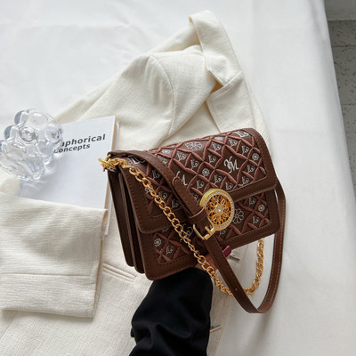 Moteriškas kvadratinis krepšys su siuvinėjimais ir dekoratyviniais akmenimis