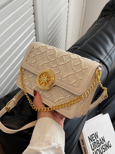 Moteriškas kvadratinis krepšys su siuvinėjimais ir dekoratyviniais akmenimis