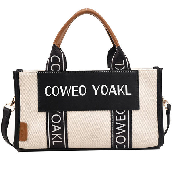 Dviejų spalvų laisvalaikio rankinė su užrašu