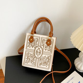 Μόδα μίνι δερμάτινη τσάντα με κέντημα για γυναίκες