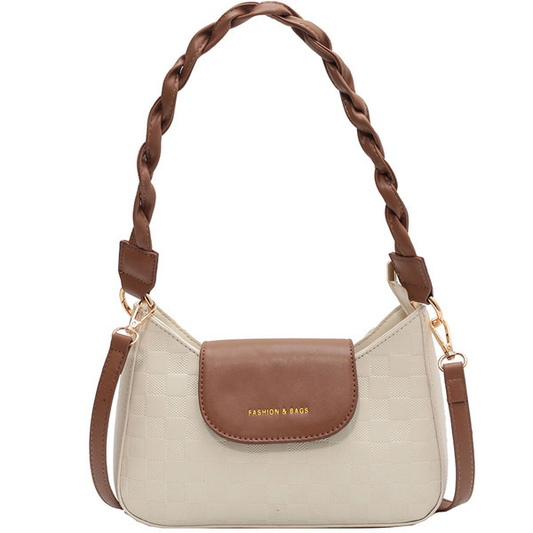 Naujo modelio moteriška odinė rankinė su metaline užsegimu ir užrašu