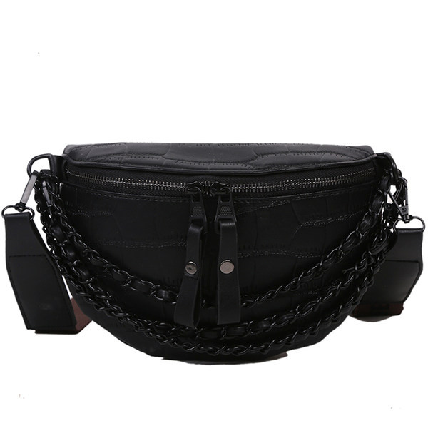 Γυναικεία μοντέρνα τσάντα από οικολογικό δέρμα με μεταλλική αλυσίδα