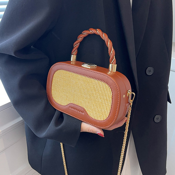 Naiste nahast kohvri tüüpi kott metallist lukuga