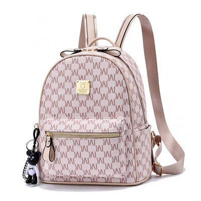 Μοντέρνο έκο δερμάτινο γυναικείο σακίδιο πλάτης με τρισδιάστατη διακόσμηση και κλείσιμο με φερμουάρ