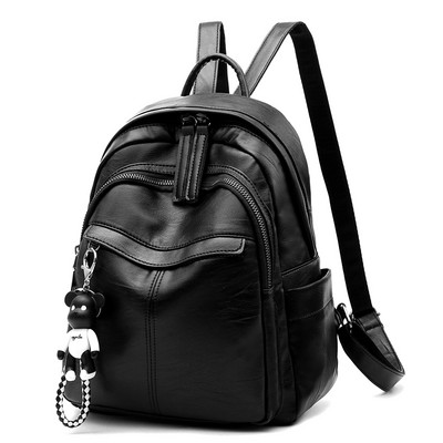 Casual γυναικείο σακίδιο πλάτης με τσέπες σε μαύρο χρώμα