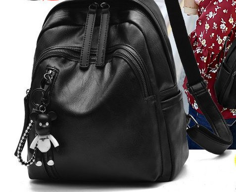 Casual γυναικείο σακίδιο πλάτης με τσέπες σε μαύρο χρώμα