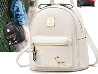 Νέο μοντέλο γυναικείο σακίδιο πλάτης με κέντημα - λευκό και μαύρο χρώμα