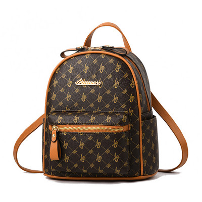 Γυναικείο σακίδιο πλάτης με λογότυπο και μπροστινή τσέπη με φερμουάρ