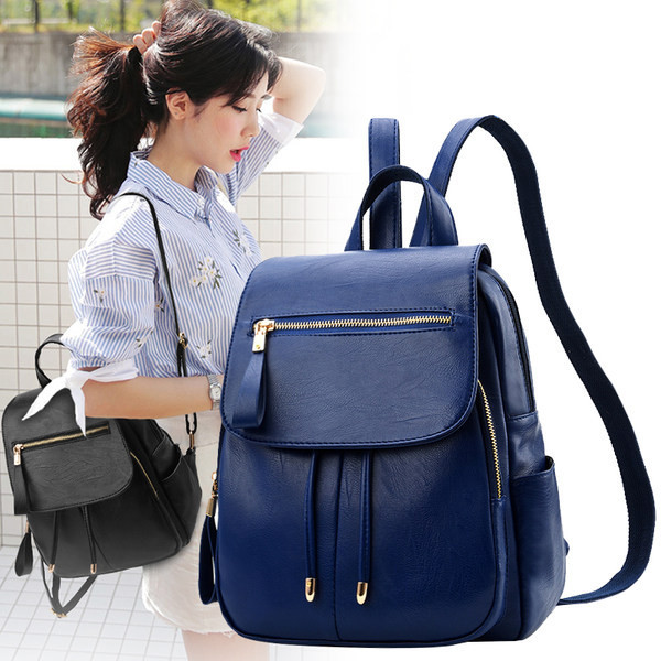 Γυναικείο σακίδιο πλάτης από οικολογικό δέρμα με κορδόνια και φερμουάρ