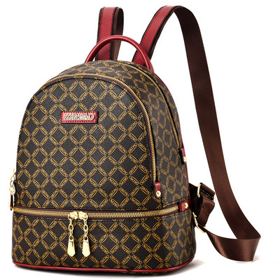 Μοντέρνο δερμάτινο σακίδιο πλάτης με φερμουάρ για γυναίκες