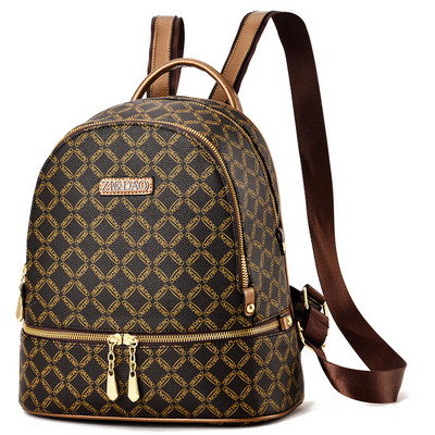 Μοντέρνο δερμάτινο σακίδιο πλάτης με φερμουάρ για γυναίκες