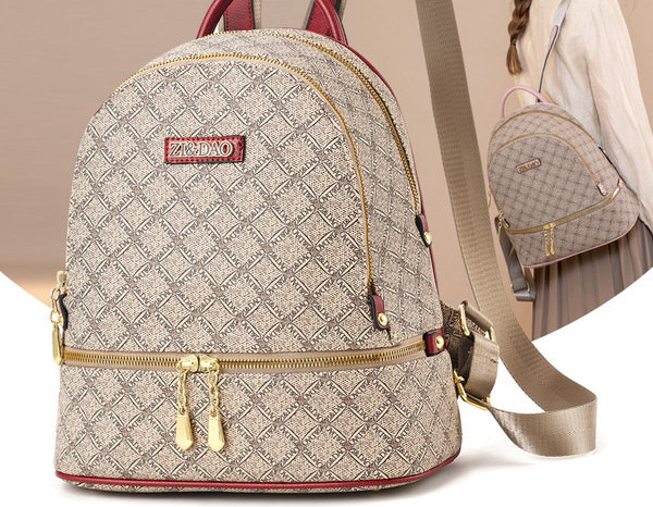 Μοντέρνο δερμάτινο σακίδιο πλάτης με φερμουάρ για γυναίκες