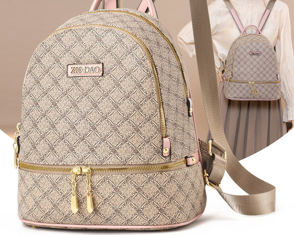 Μοντέρνο δερμάτινο σακίδιο πλάτης με φερμουάρ για γυναίκες